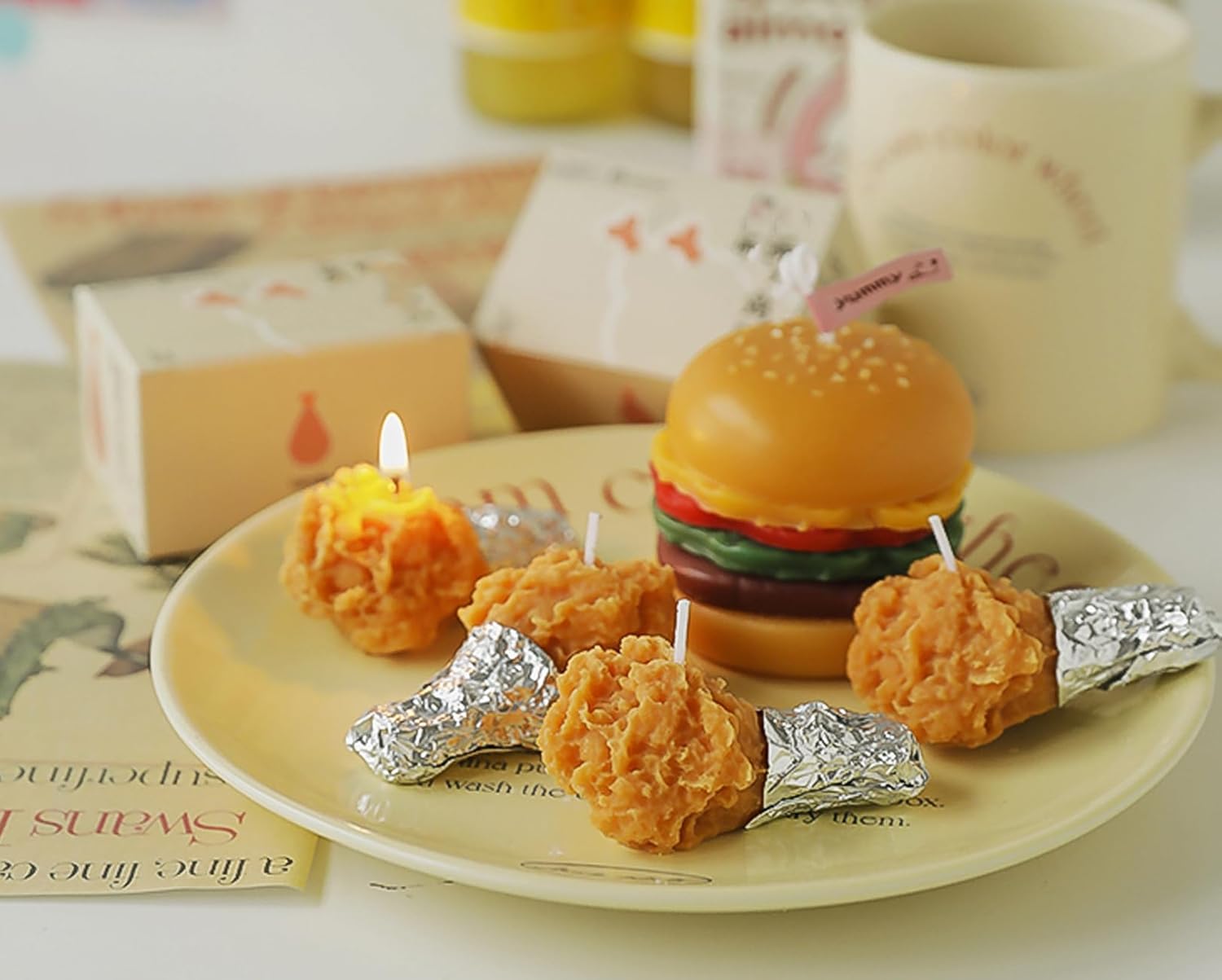 Fried Drumstick Shape Scented Candle,2PCS Fried Chicken Leg Aroma Soy Wax Funny Decorative Candle for Table Photo Prop Birthday,Prefect Gift for Meditation Stress Relief Mood Boosting - Image 6