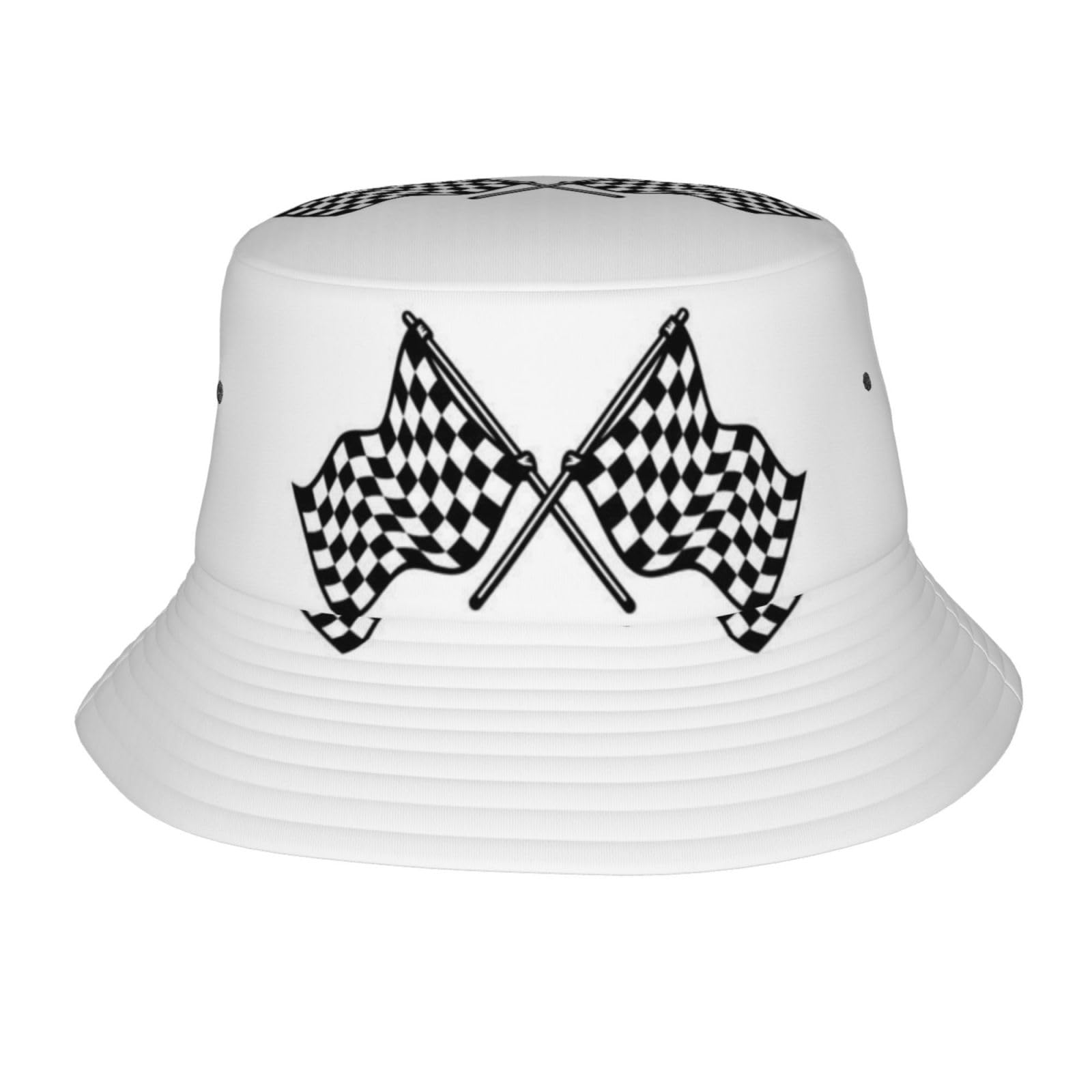 JAYWIS Checkered Flags Race Flag Print Bucket Hat Adult,Unisex Bucket Hat Summer Travel Short Brim for Men Women Teens