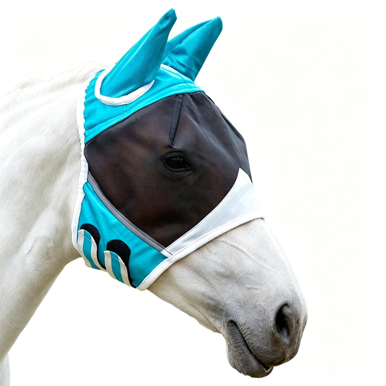 Masque anti-mouches pour cheval avec oreilles en mesh respirant pour la prairie