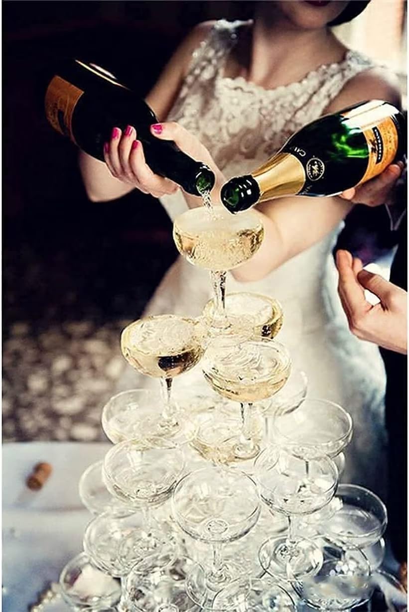 Présentoir de tour de champagne, présentoir de champagne en acrylique à 3 niveaux avec 22 verres à champagne, tour de vin de mariage for coupes de champagne for bar à domicile d'anniversaire de mariag