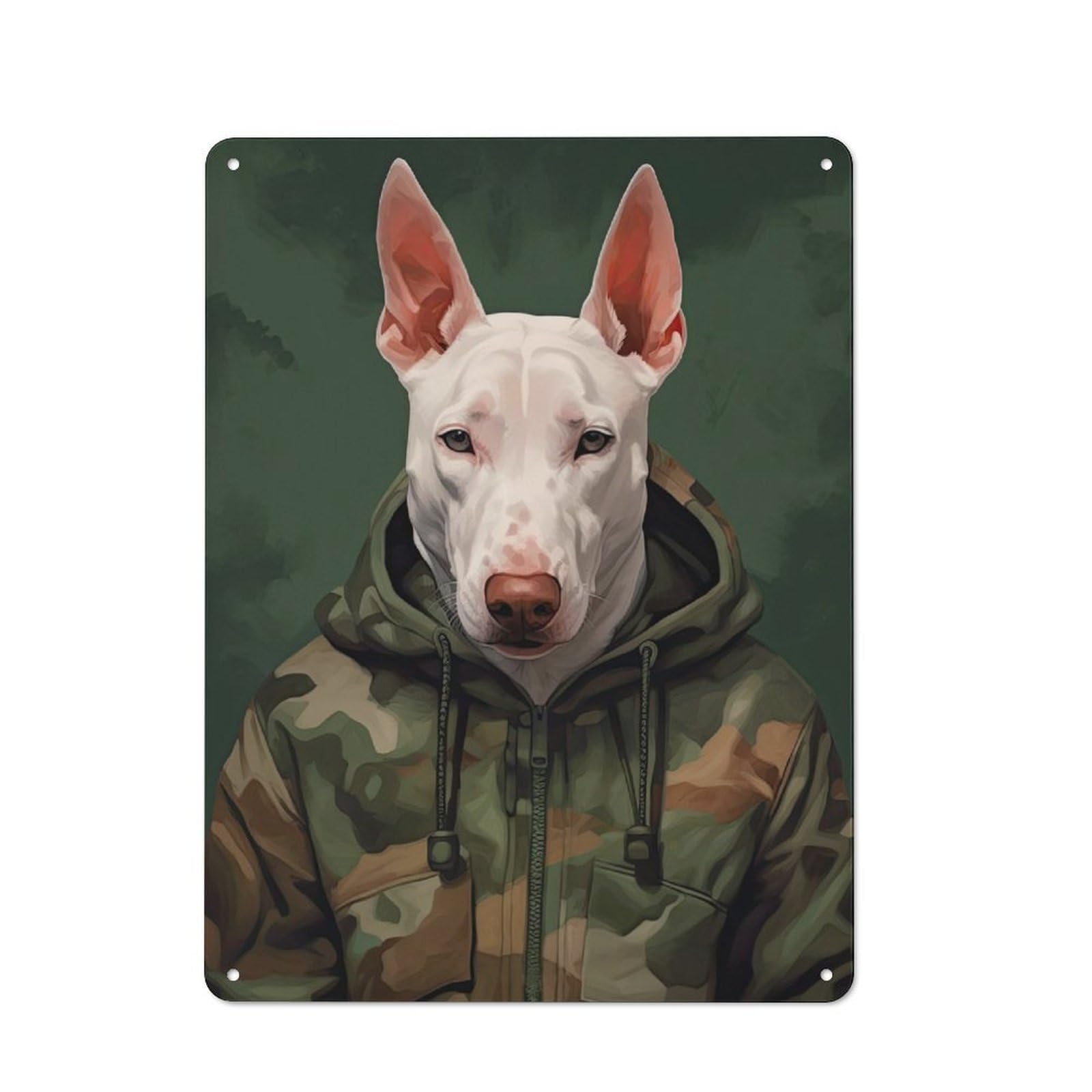 Junmoney English Bull Terrier Camo Tin Sign 40X30cm For Pub Or Café, Vintage Wall Decor, For Café Interior Fans, For Retro Home Interiors