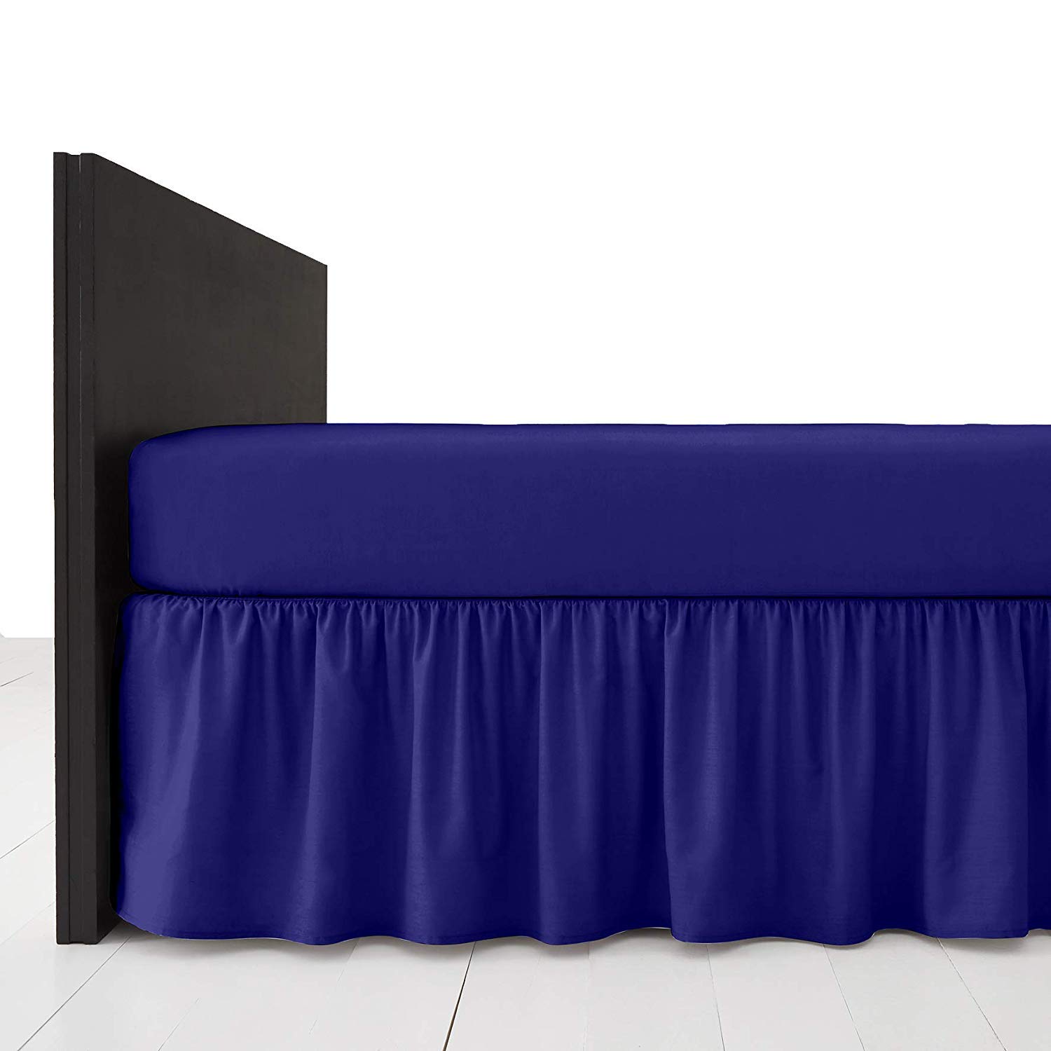 Comfy Nights Plain Dyed Polycotton Easy Care Frilled Base Valance In 19 Colors (King, Royal Blue)