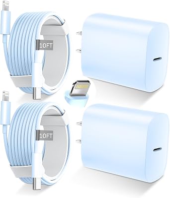DiHines for iPhone 14 13 12 11 Fast Charger,10FT Long Fast Charging Lightning Cable with 20W USB C Charger Block for iPhone 14/14 Pro Max/13/13 Pro Max/12/12 Pro Max/11/11Pro/XS/Max/XR/X,iPad,Blue