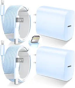  for iPhone 14 13 12 11 Fast Charger,10FT Long Fast Charging Lightning Cable with 20W USB C Charger Block for iPhone 14/14 Pro Max/13/13 Pro Max/12/12 Pro Max/11/11Pro/XS/Max/XR/X,iPad,Blue