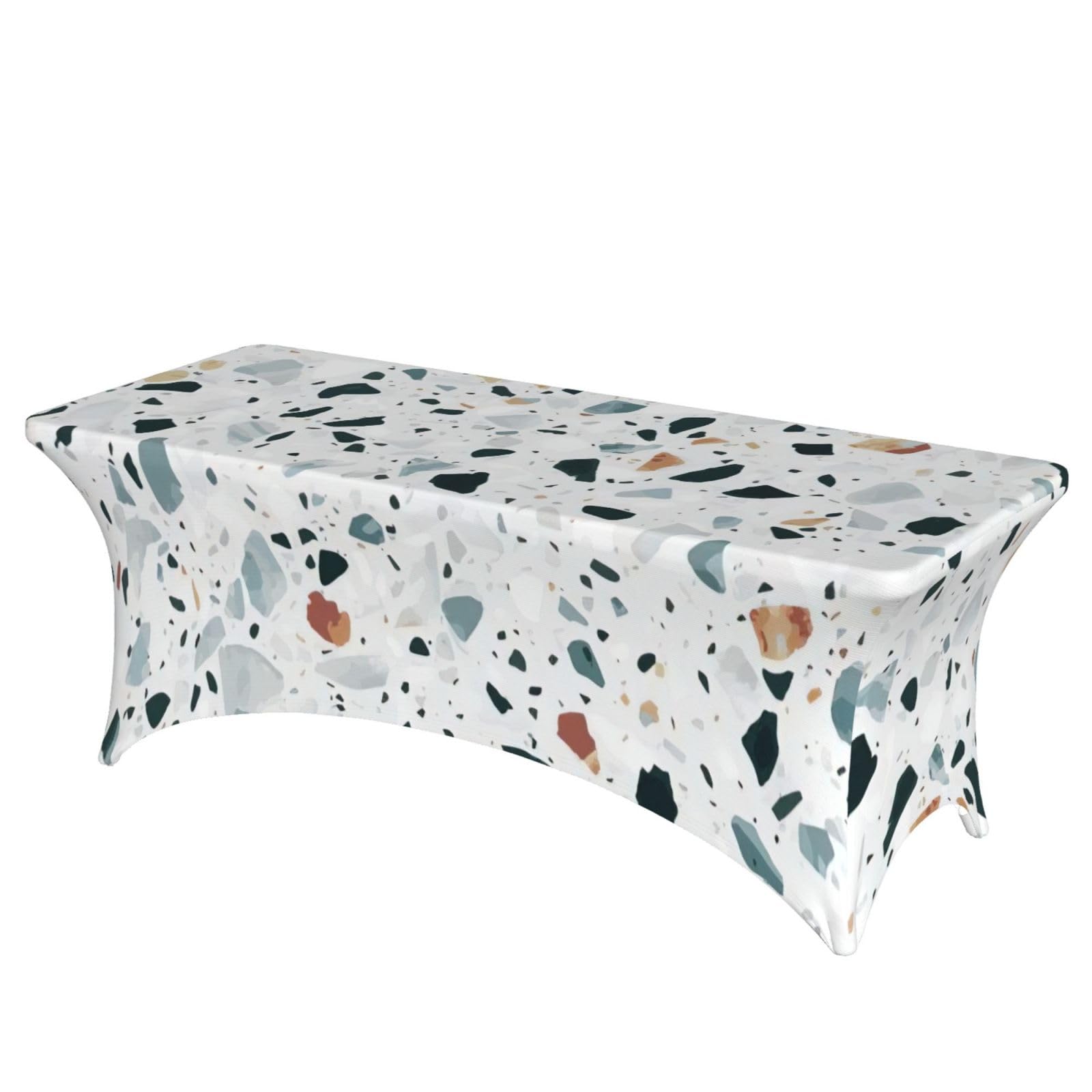AYYQWE Terrazzo Marble Pastel Print Elastic Rectangular Tablecloth For Banquet Outdoor Picnics Office Table Cover