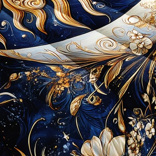 Image of AILONEN Sun and Moon Bedding Set Queen Size,Blue White Flower Exotic Boho Moon Comforter Set,Galaxy Soft 3Pcs Quilt with 2 Pillowcases