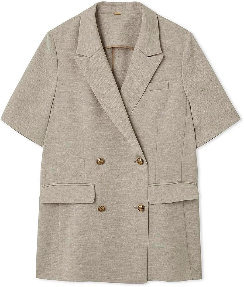Amazon | [ミラオーウェン] 金釦ハーフスリーブテーラードジャケット