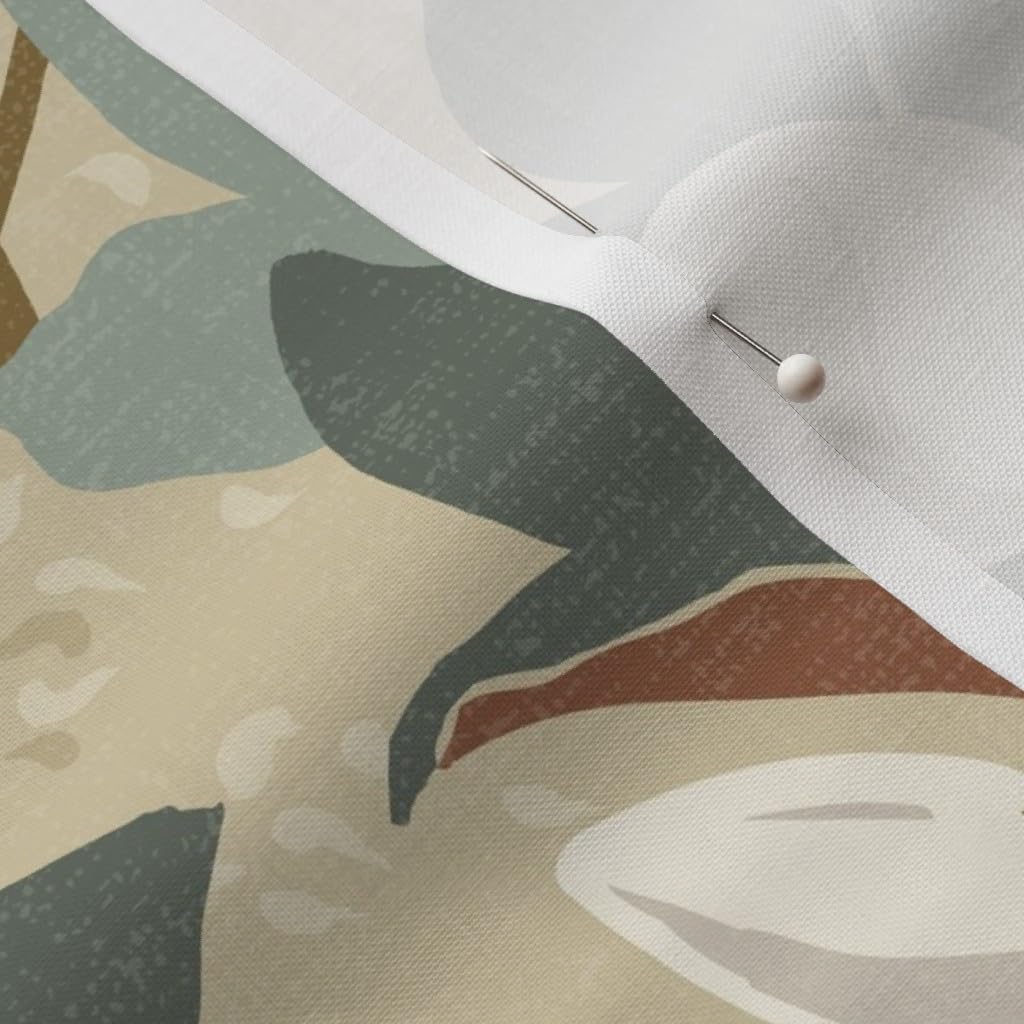 Spoonflower Fabric - Tan Southern Magnolia Floral Neutral Tree Printed on Petal Signature Cotton Fabric by The Yard - Sewing Quilting Apparel Crafts Decor