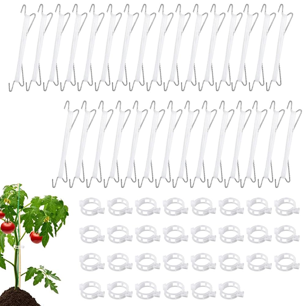 15 Pièces Crochets Pour Ficelle De Tomate Avec 10m De Corde Et 15 Pièces Clips De Support,Crochet De Support De Tomate,Crochet - Jardin