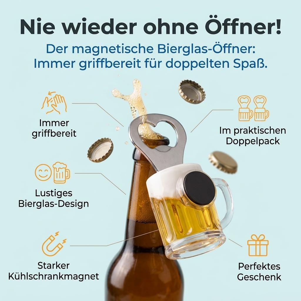 Set Di 2 Apribottiglie In Metallo Con Magnete, Per Frigorifero, Casa, Bar, Regalo (confezione Scatola Di Birra) - 2