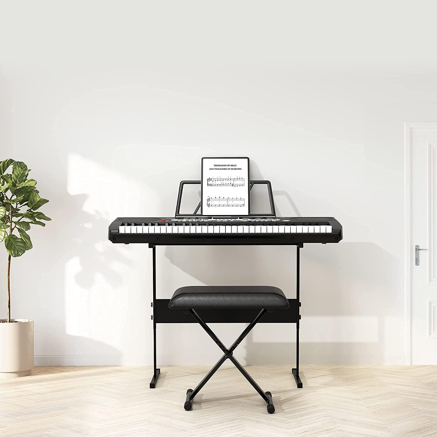 61 Tasten Keyboard Piano Set für Anfänger, Digitalpiano mit 200 Klängen, 70 Demos, Lernmodus, Aufnahme, mit Ständer, Sitzbank, Kopfhörer, Mikrofon, Notenablage, Klavier Geschenk