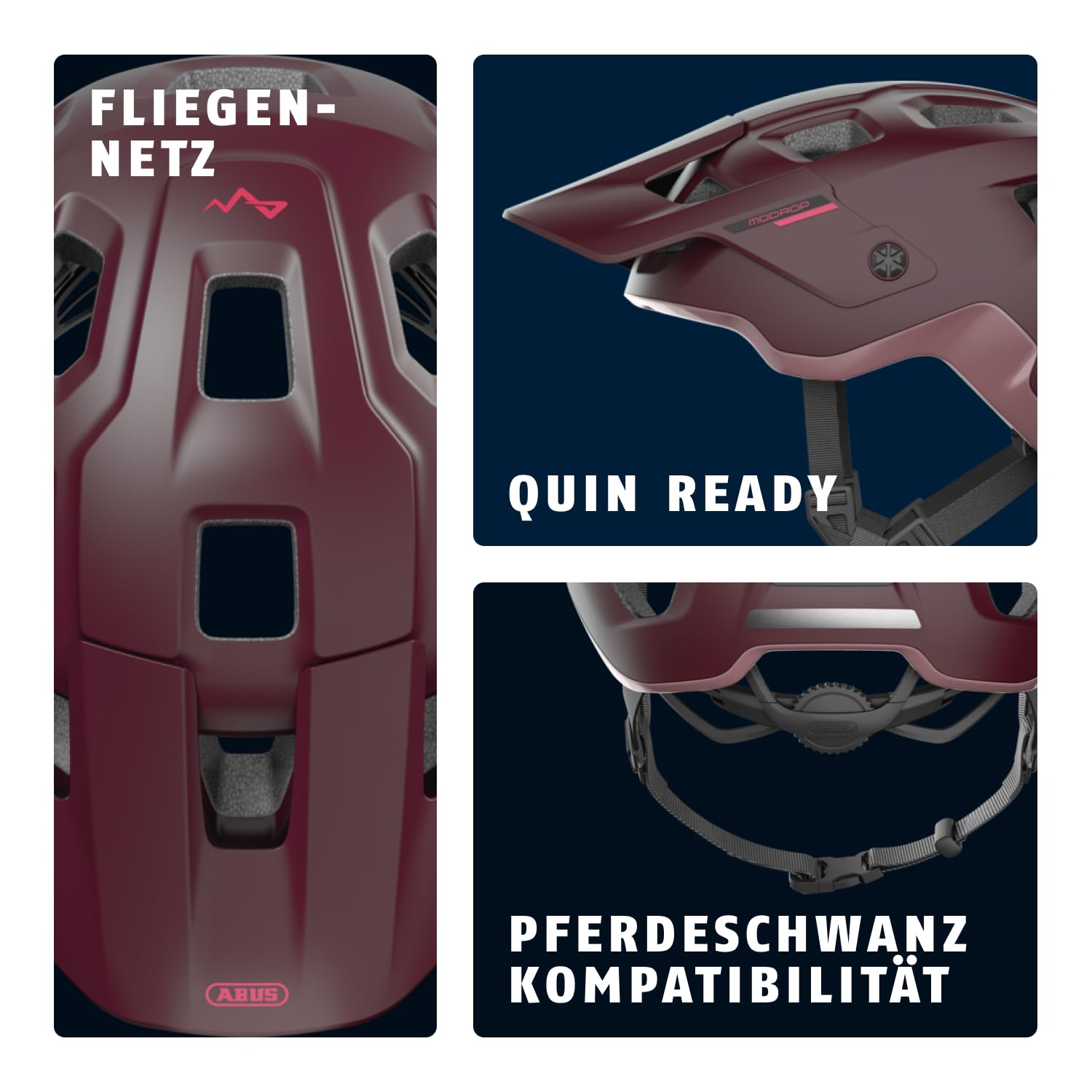 ABUS MTB-Helm MoDrop - robuster Fahrradhelm mit guter Belüftung für Mountainbiker - individuelle Passform - Unisex - Dunkelrot, Größe M