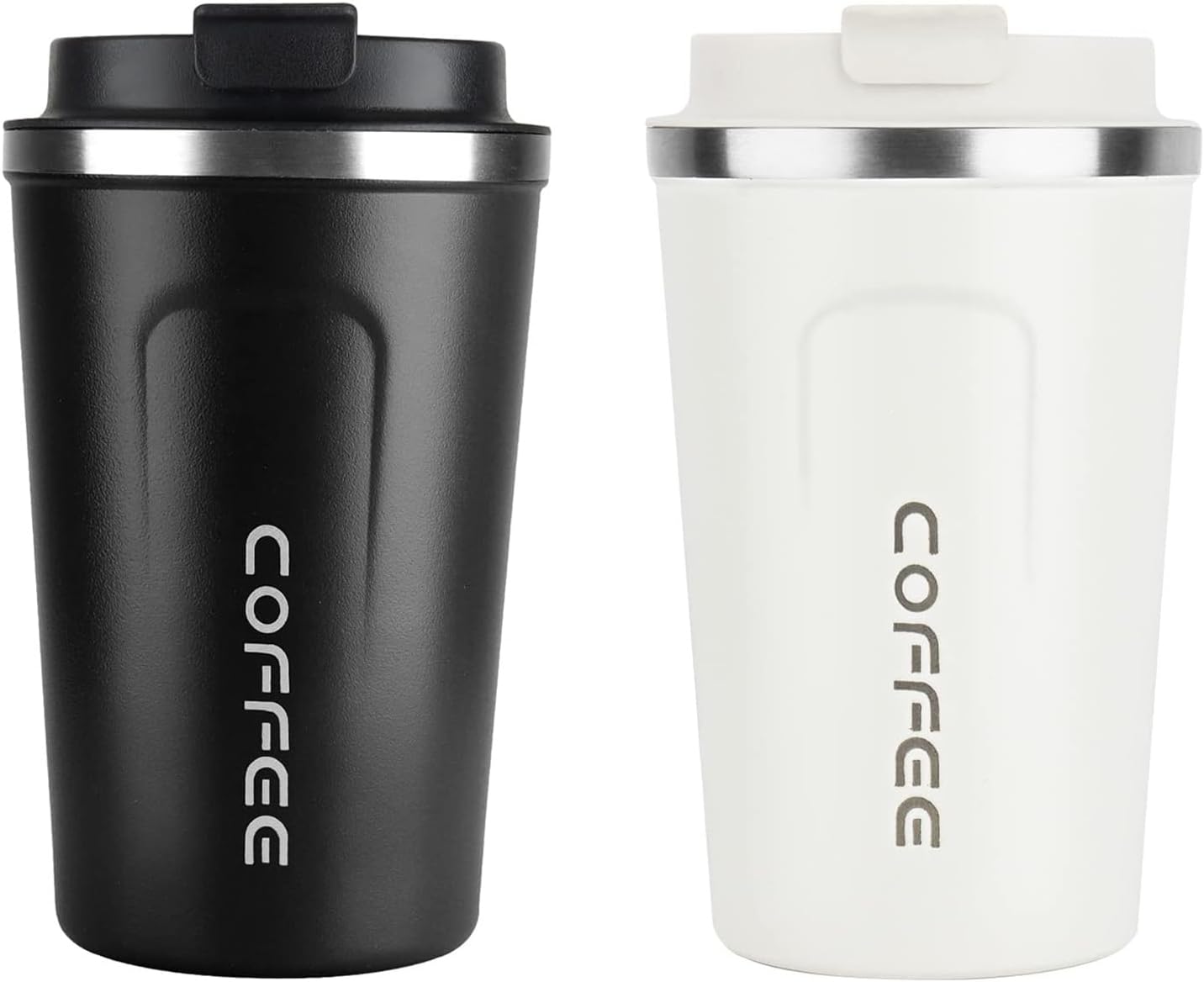 MOMSIV 2 pcs 12oz Travel Mug, Insulated Coffee Cup with Leakproof Lid, Vacuum Stainless Steel Double Walled Reusable Tumbler for Hot and Cold Water Coffee and Tea In Travel and Car