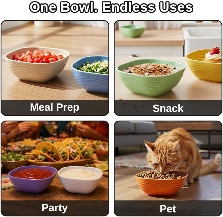 Plastic Dipping Bowls, 16 Pack with 50 Food Flags, 5 Oz Microwave Safe