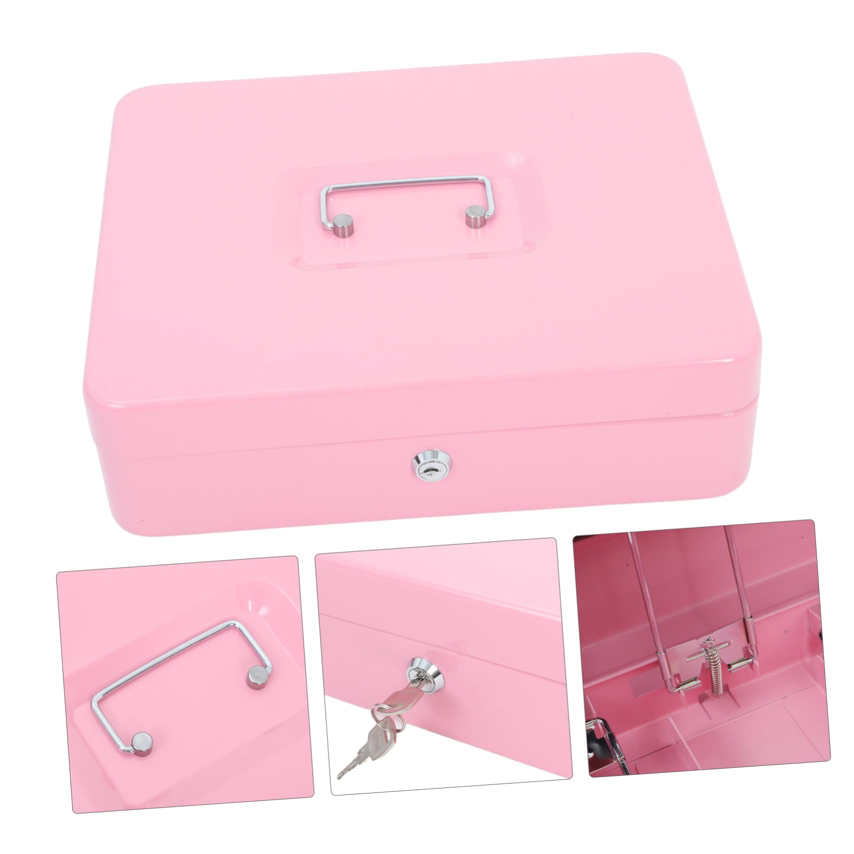 Caja De Caudales Con Llave De Metal Para Almacenamiento Seguro Para Comercios Hostelería y Oficinas Organizadora De Caja Con Cerradura y Llave