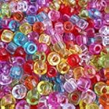 Rainbow Transparent Color Mixed Pony Beads for Friendship Bracelet Making Size 6x9mm 1000pcs