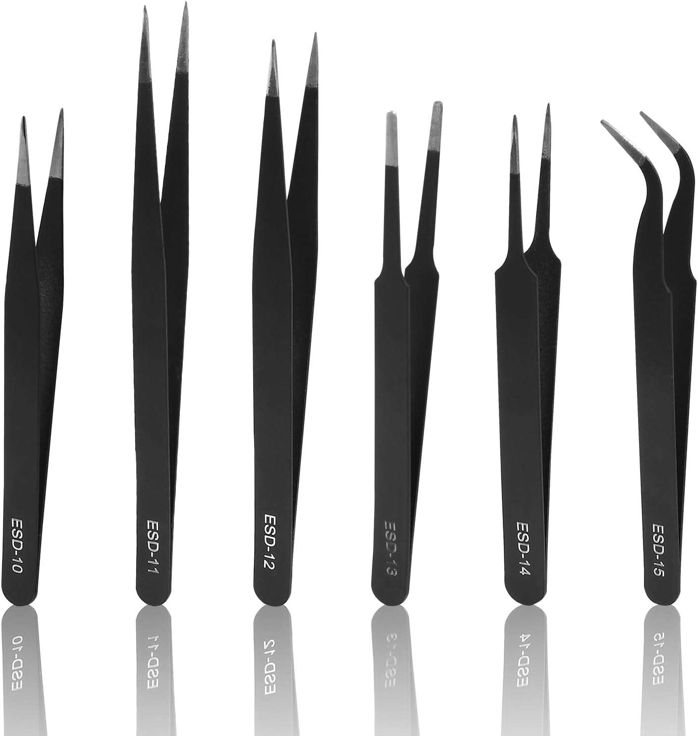 6pcs Precision Tweezers Set,ESD Tweezer Set with Storage