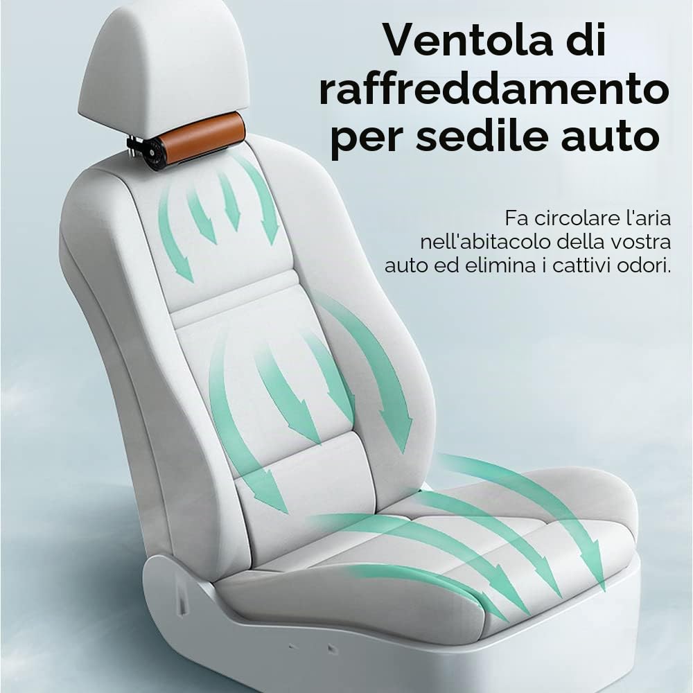 Riloer Ventola dell'aria di raffreddamento del sedile dell'automobile elettrica 12V per animale domestico del passeggero del sedile, circolatore d'aria di raffreddamento dell'automobile girevole