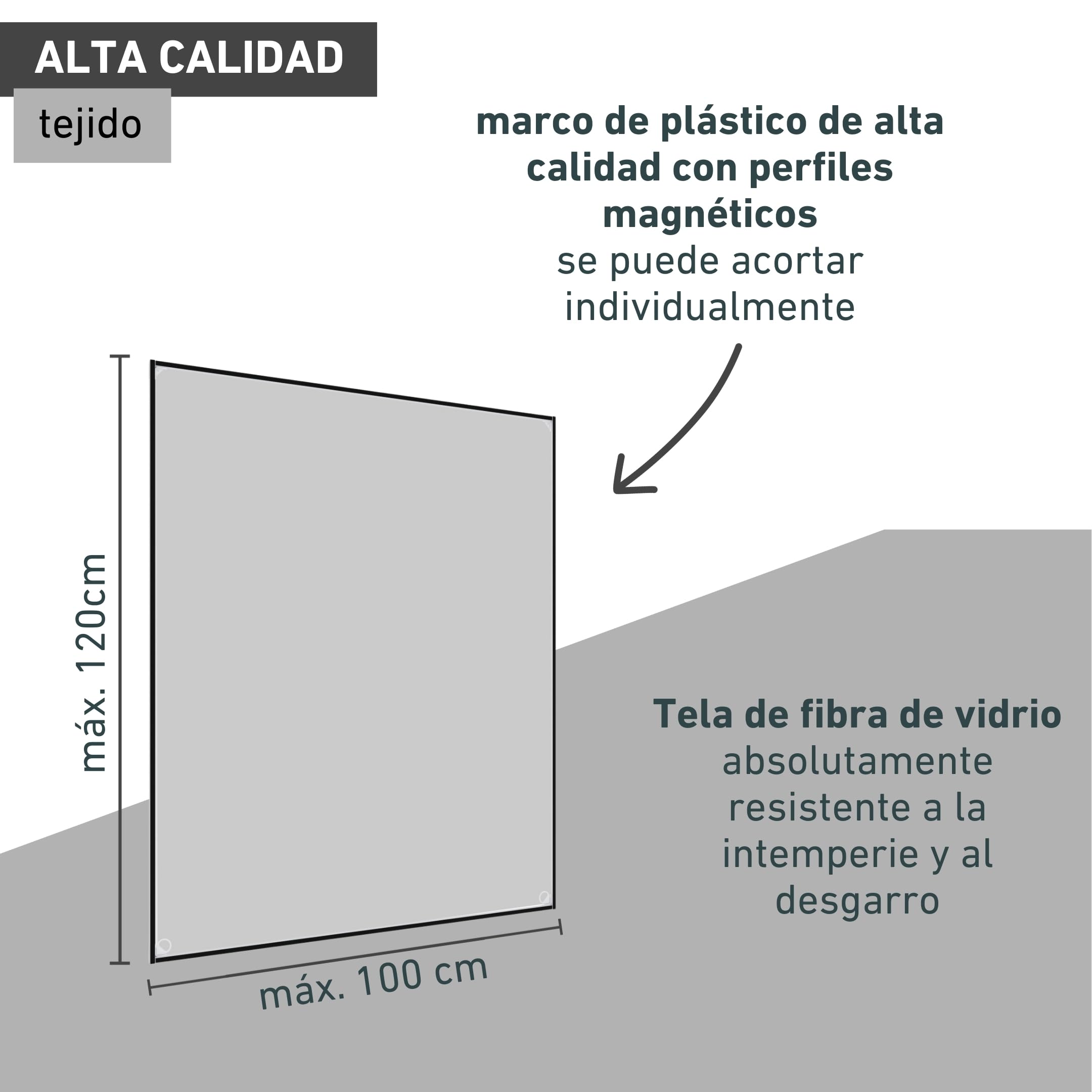 Windhager Ventana magnética de protección contra insectos, marco magnético para mosquitera, mosquitera, montaje sin herramientas, antracita, kit de autoensamblaje 100 x 120 cm, 04301