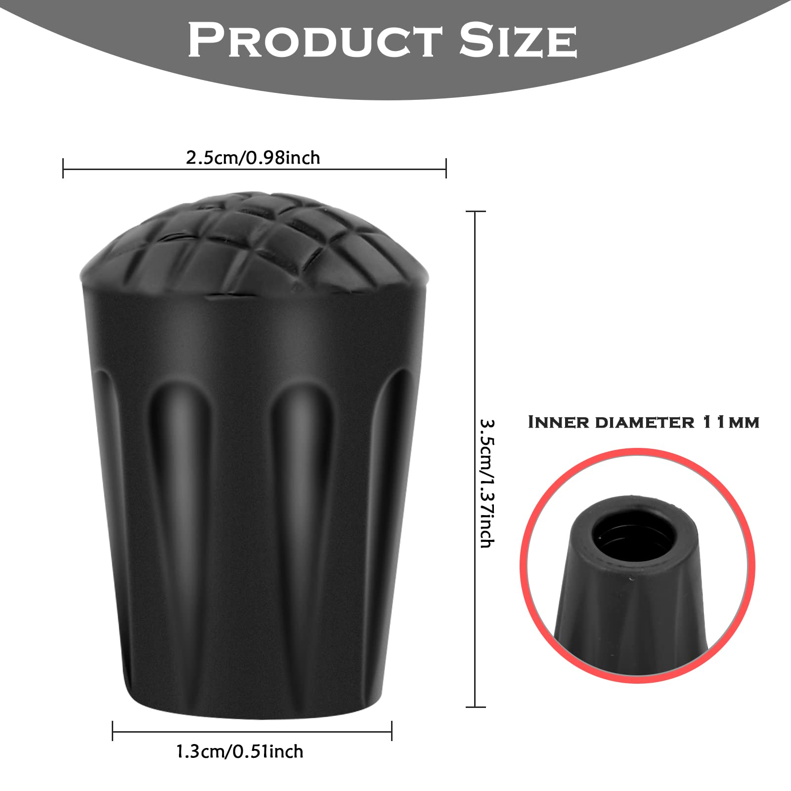 10 Gommini Per Bastoncini Trekking - Diametro 11mm, Antiscivolo - Per Nordic Walking E Escursionismo