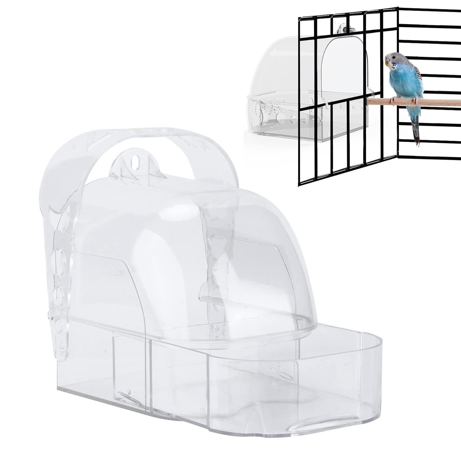 Caja de Baño para Pájaros, Bañera para Pájaros con Hebilla para Ducha Portátil para la Mayoría de Las Jaulas para Pájaros