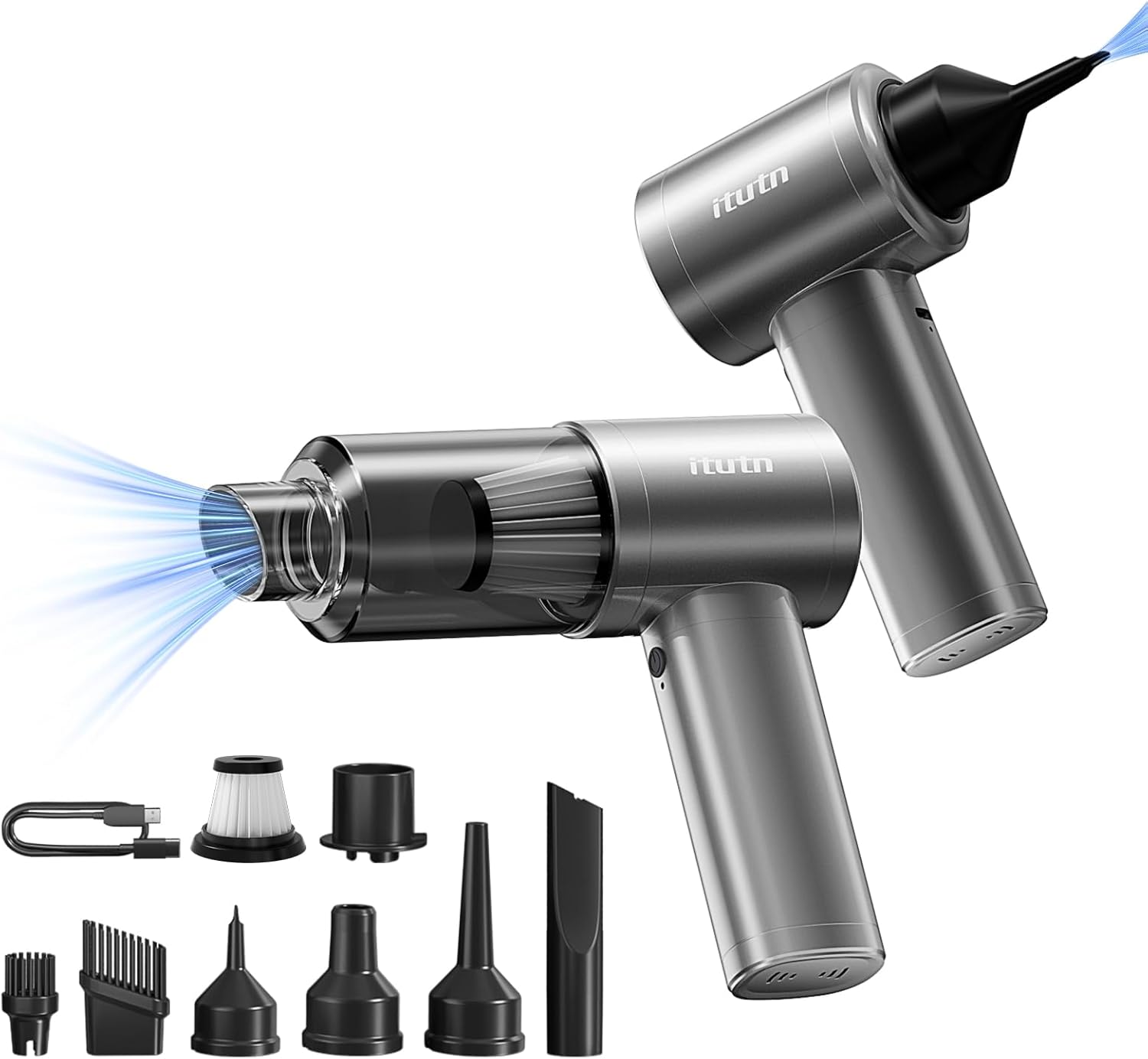 Mini Car Vacuum Portable Cordless, 20000PA Powerful Suction,7800mAh,High Power, LED Light, Dual Filter, Car Vacuum Cleaner & Air Duster for Home, Desk, PC, Keyboard