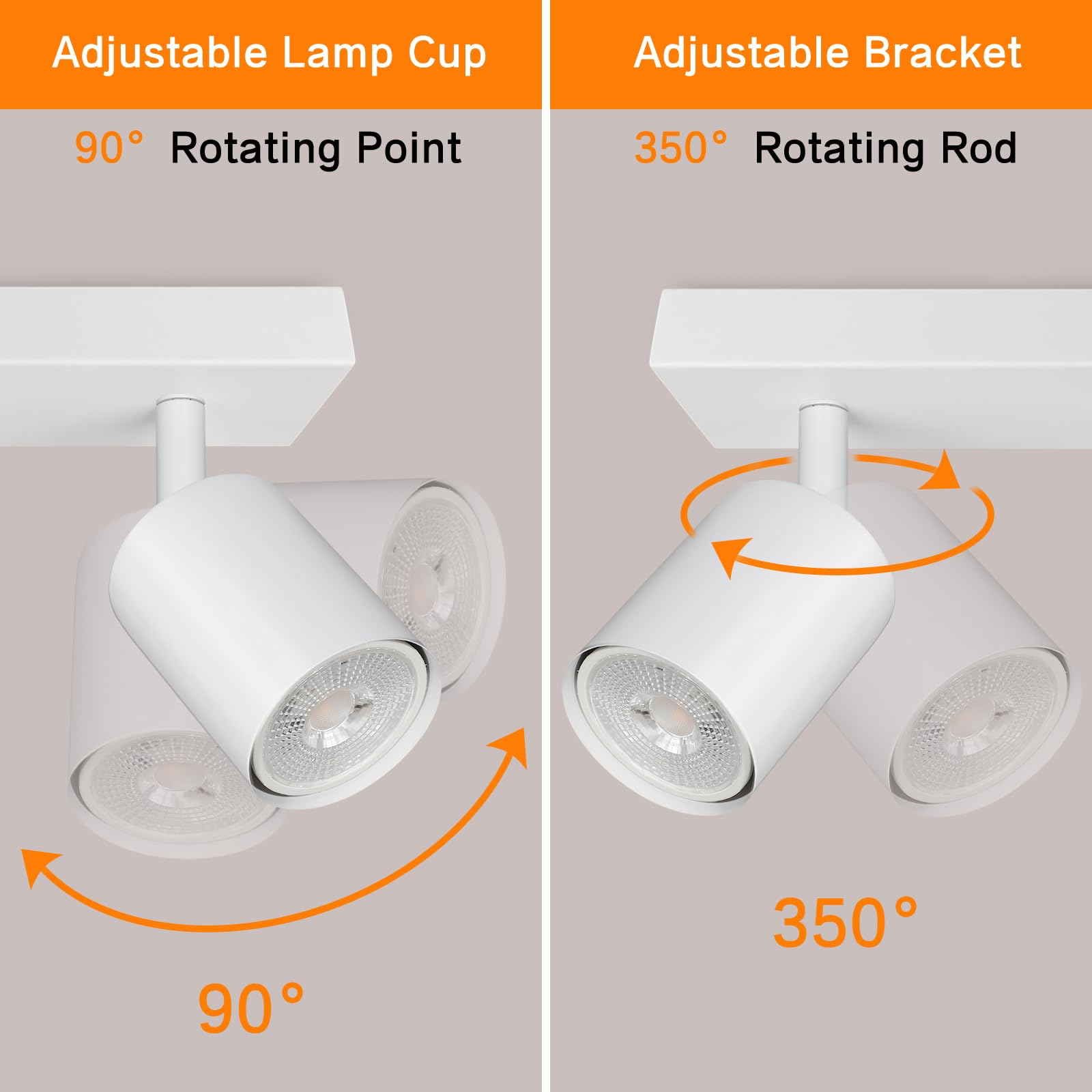 Ketom Faretti da Soffitto Orientabili Bianco, GU10 Lampada Faretti LED Soffitto, Faretto da Parete Moderna, Plafoniera LED con 6 Faretti per Cucina, Cameretta, Senza Lampadina