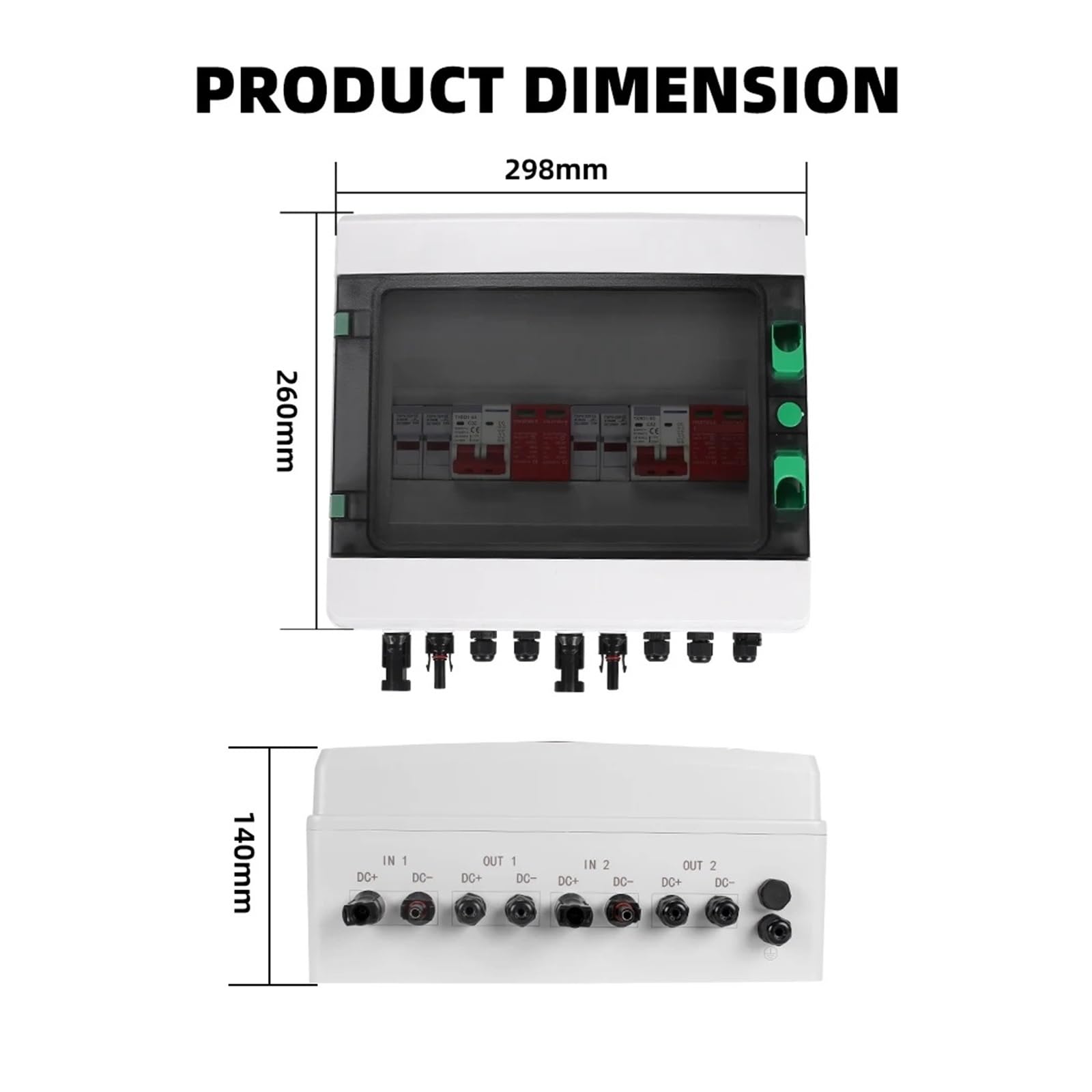 Quadro combinatore fotovoltaico solare FV Protezione da sovratensioni e fulmini 2 stringhe di ingresso uscita DC 600 V Fusibile MCB SPD leisurely(25A DC MCB)