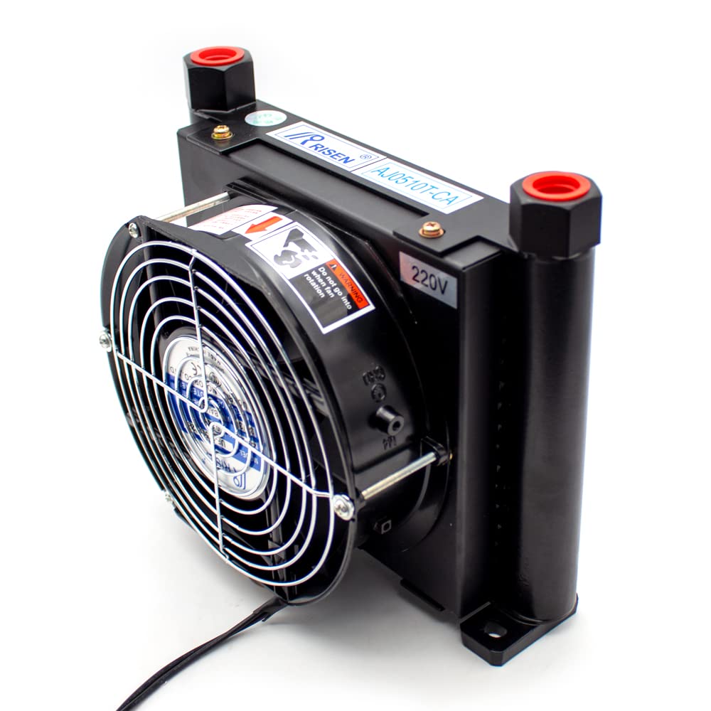 AJ0510T-CA Raffreddatore D'aria Idraulico in Lega di Alluminio, Flusso 3Mpa 10L/min Piccolo Radiatore Raffreddamento Olio Scambiatore di Calore Radiatore Olio Radiatore (AJ0510T-CA,DC 12V)