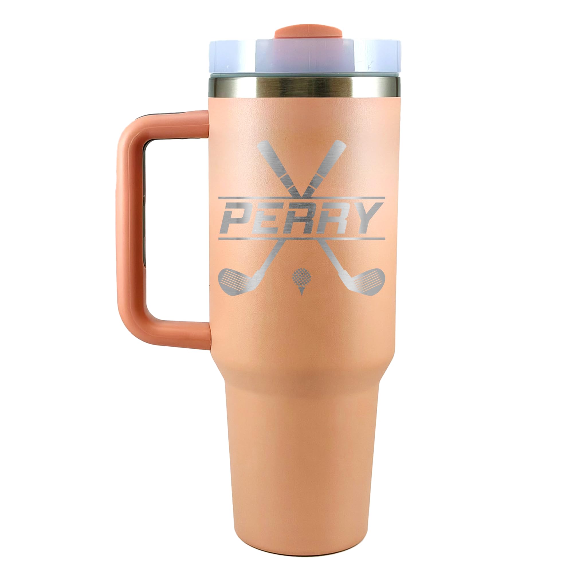 Personalized Golf Tumbler Custom Engraved 40oz w/Handle Stainless Steel Cup with Monogram for Golfers, Coaches and Golf Fans