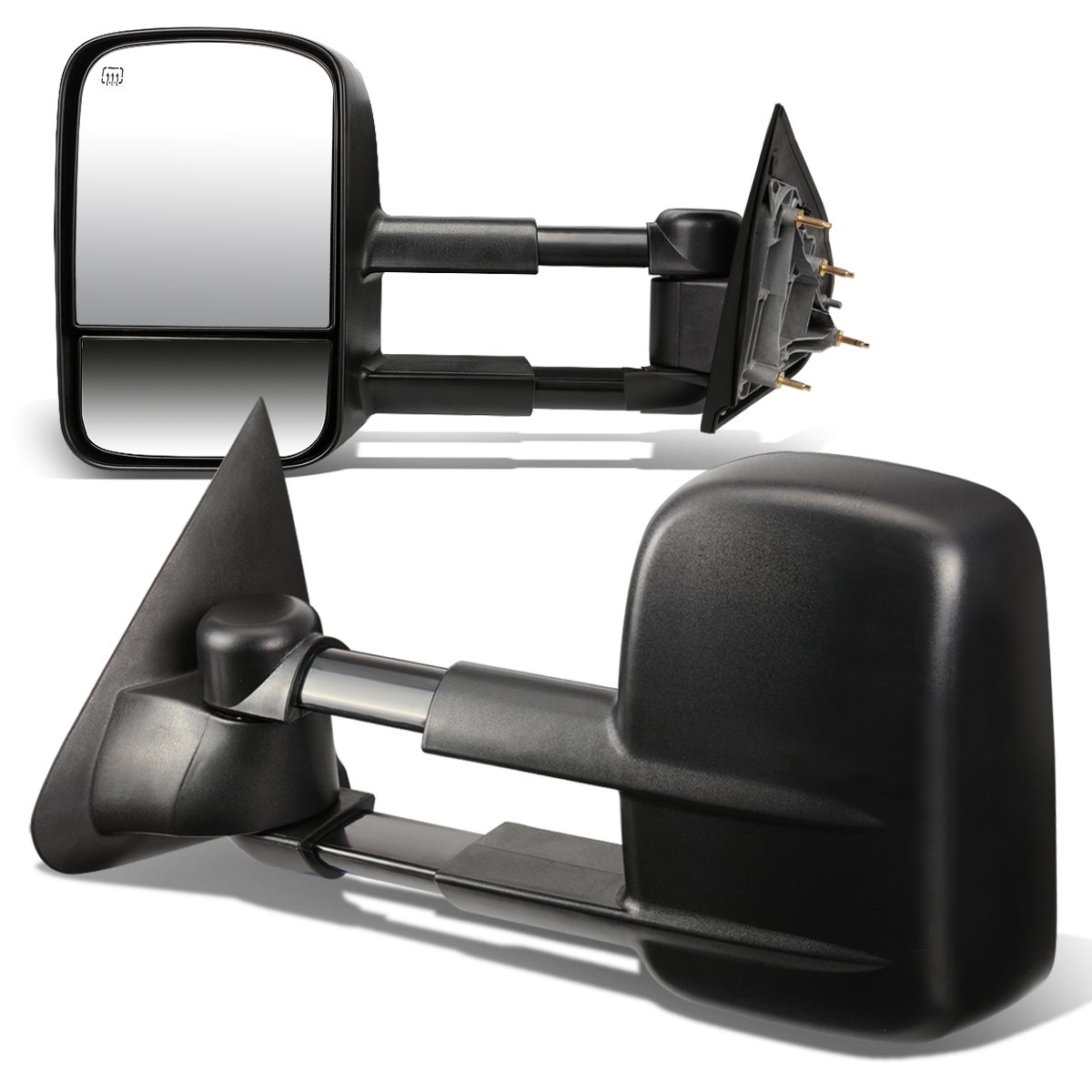DNA Motoring TWM-020-T111-BK Pair of Towing Side Mirrors Compatible With 14-18 Silverado 1500/14-20 Sierra 1500 Powered Heated Manual Telescoping Folding Mirrors, Black