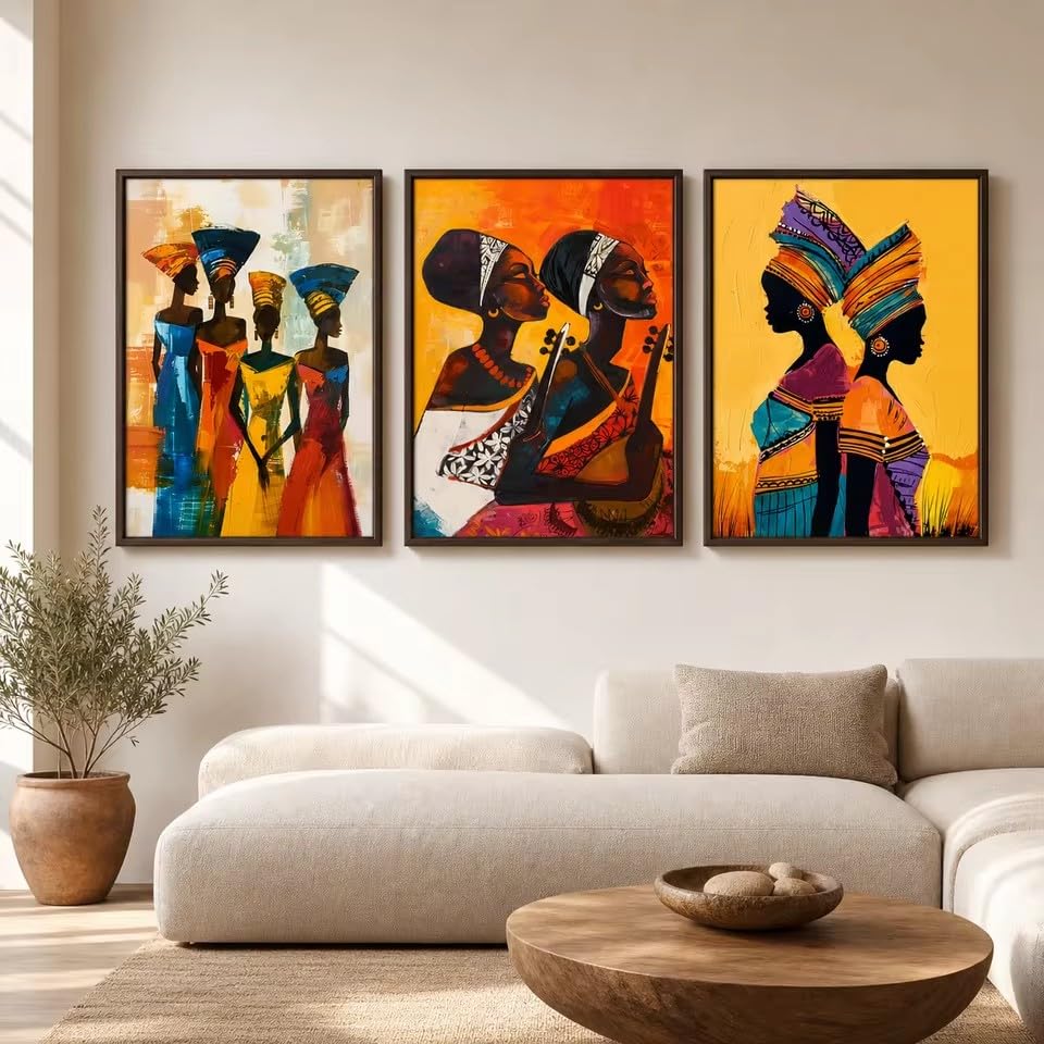 Tableau abstrait ethnique africain peinture sur toile portrait salon