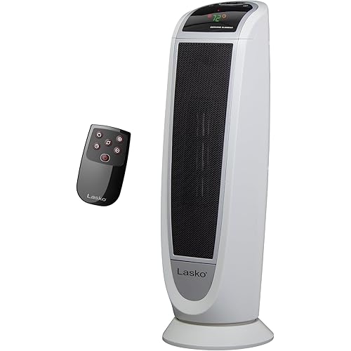 Lasko Oscillating Digital Ceramic Tower Heater for Home with Overheat Protection, Timer and Remote Control, 22.75 Inches, 1500W, White, 5165, Medium