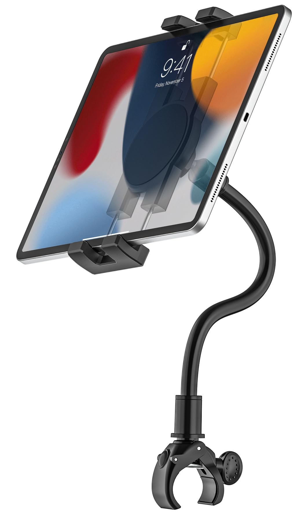 Uchwyt na kierownicę tablet łabędzia szyja, uchwyt na tablet Oilacn eliptyczny trener domowa bieżnia, mocowanie roweru wewnętrznego do iPada Pro Air Mini, Lenovo, iPhone 4-12,9" telefon i tablet