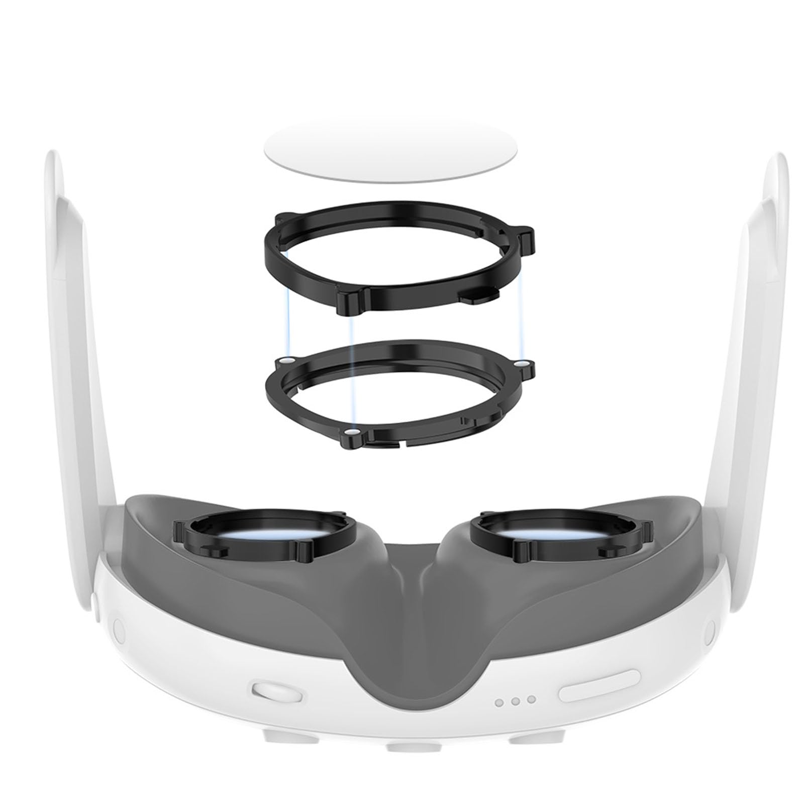 EUGOOCX Marco magnético de gafas VR para Meta Quest 3 antiarañazos, protector de lente de realidad virtual, espaciador, accesorios de auriculares de realidad virtual, negro
