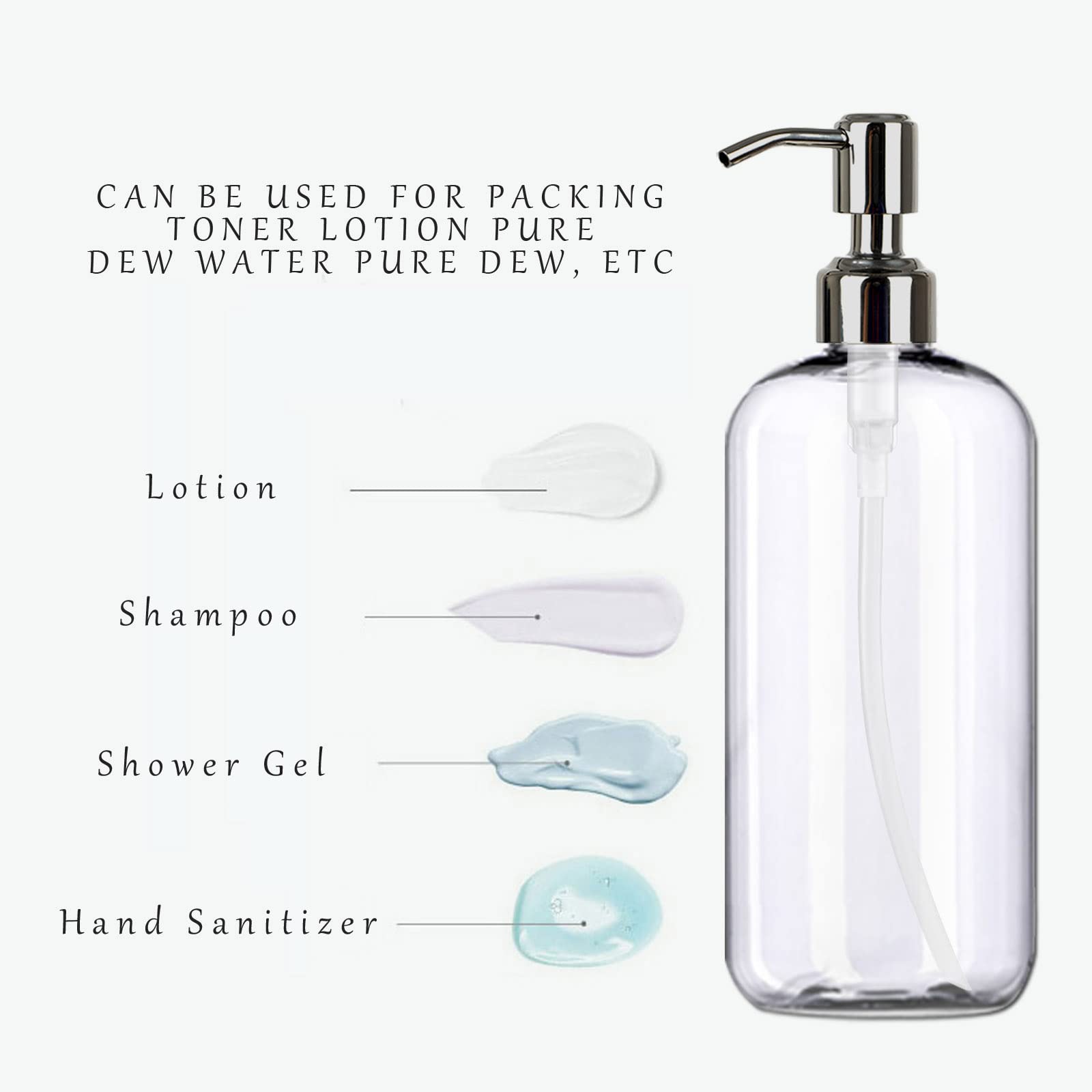 Refillable 32oz Dispenser Bottle 2pack with Steel Pumps, 1 Liter