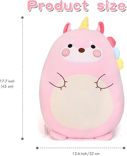 Miniatura 7 de Almohada de felpa de unicornio de 17.7 pulgadas, almohadas de unicornio para niñas, bonita almohada de peluche de unicornio, juguete de peluche
