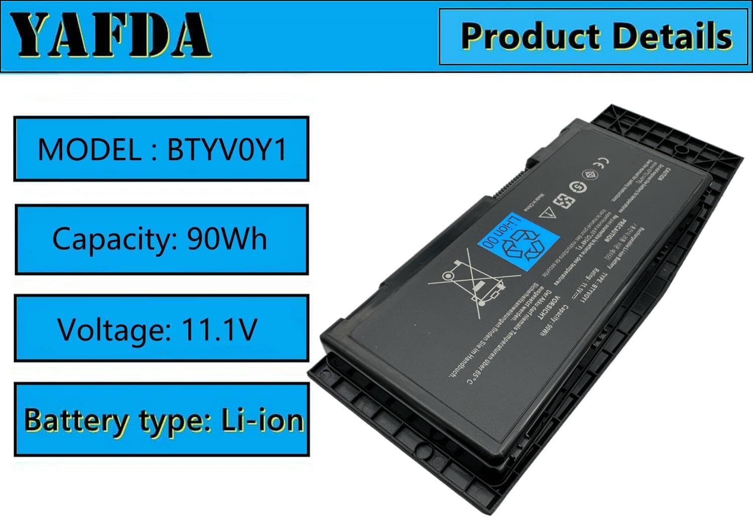 BTYV0Y1 Laptop Battery Replacement for DELL Alienware M17x R3 R4 Series Notebook 0C0C5M 05WP5W CN-07XC9N 318-0397 451-11817 BTYV0Y1 BTYVOY1 7XC9N C0C5M 5WP5W