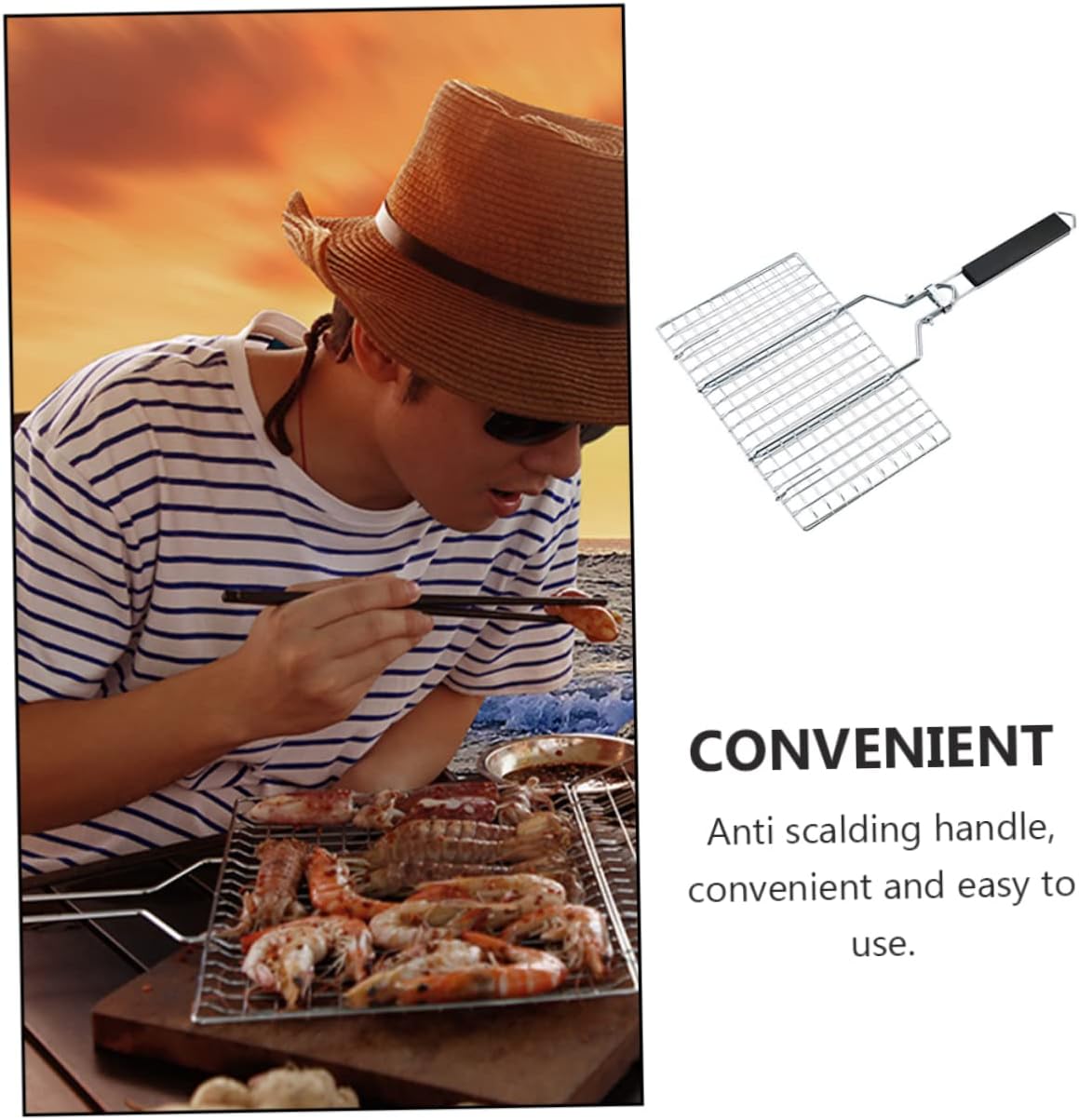 Outdoor Bbq Tool Barbecue Grilling Basket Vegetable Grill Basket Birthday Bbq Tool Stainless Steel Mesh