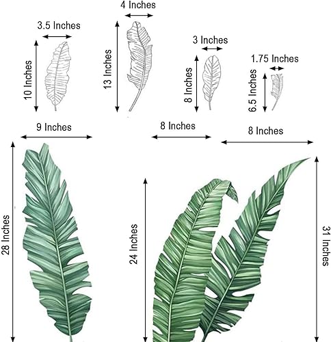 Miniatura 10 de Efavormart - Calcomanías de pared de hojas de Monstera tropicales, color verde, calcomanías extraíbles
