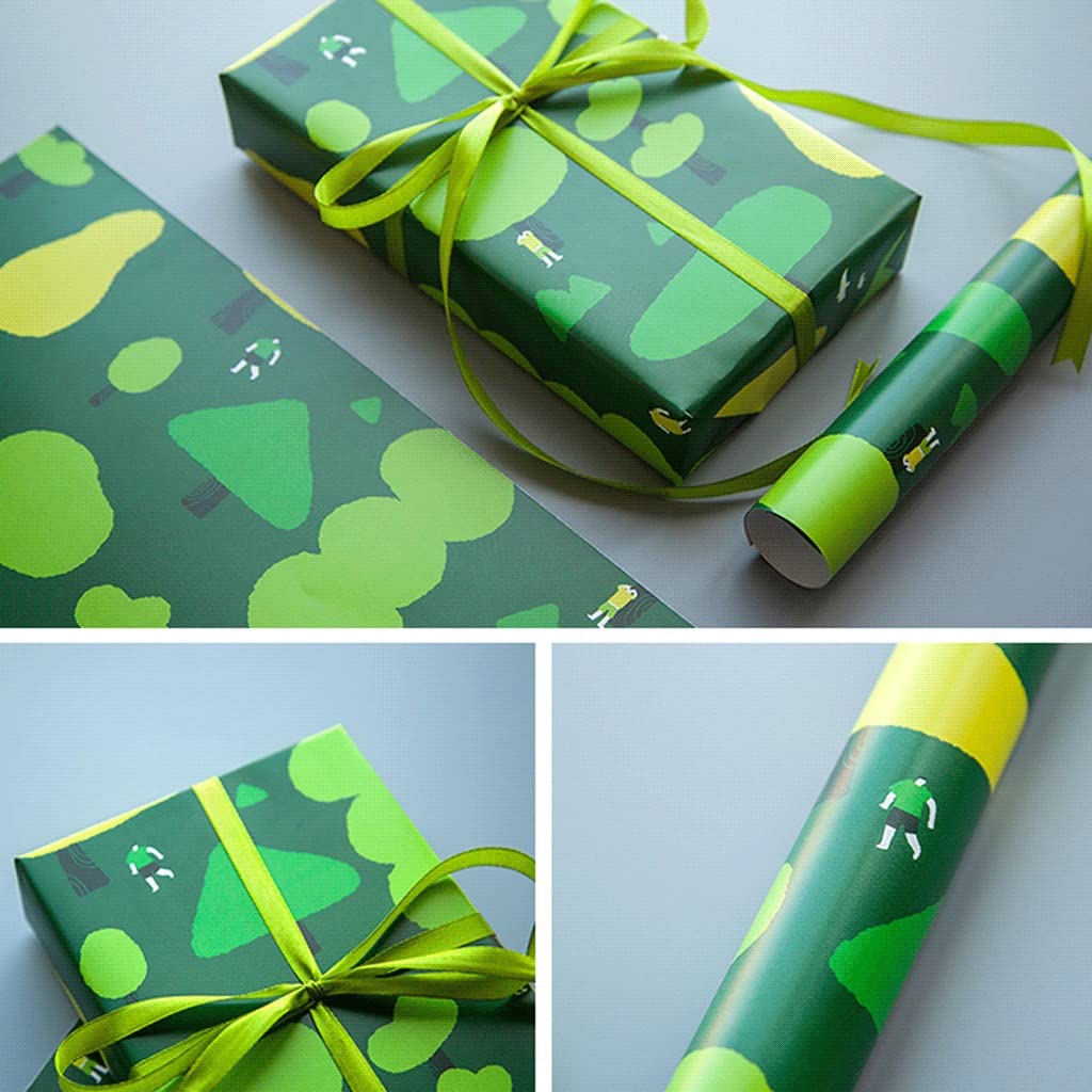 Papier do pakowania Przyjazny dla środowiska papier zielony papier do pakowania 128g Grubość Wyczyść wzór odpowiedni dla przyjaciela rodziny para Prezent (Rozmiar : 3 sheets)