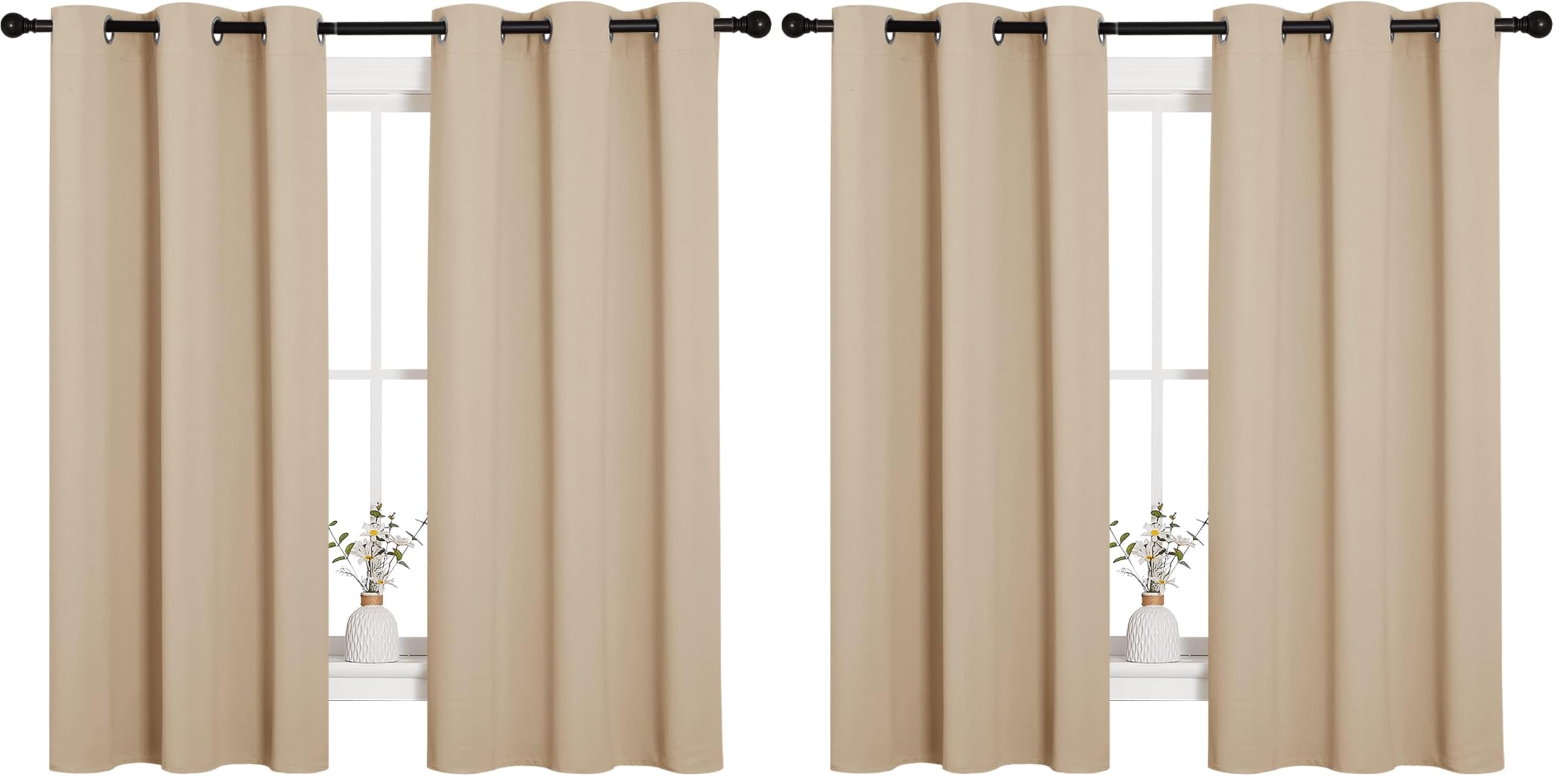 NICETOWN Thermal Insulated Grommet Room Darkening Curtains/Draperies/Panels for Bedroom (2 Panels, W42 x L63 inches, Biscotti Beige) (Pack of 2)