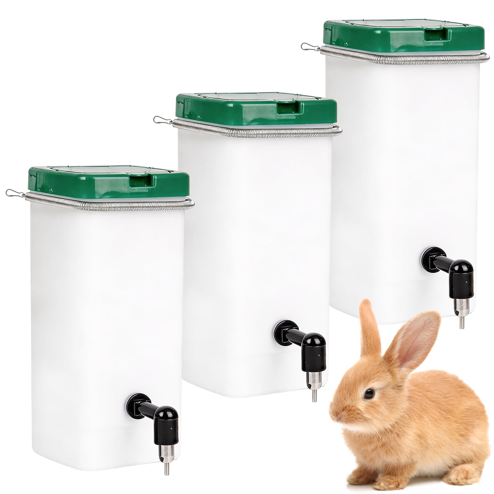 Bebedero para conejos de 1 l, botella de agua con boquilla de acero inoxidable, sin goteo, bebedero para roedores para conejos, cobayas y roedores, dispensador automático de agua con soporte