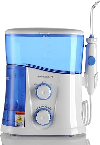 Hangsun Irrigador dental inalámbrico para dientes de 10.1 fl oz, limpiador de dientes con 4 puntas de chorro y 3 modos