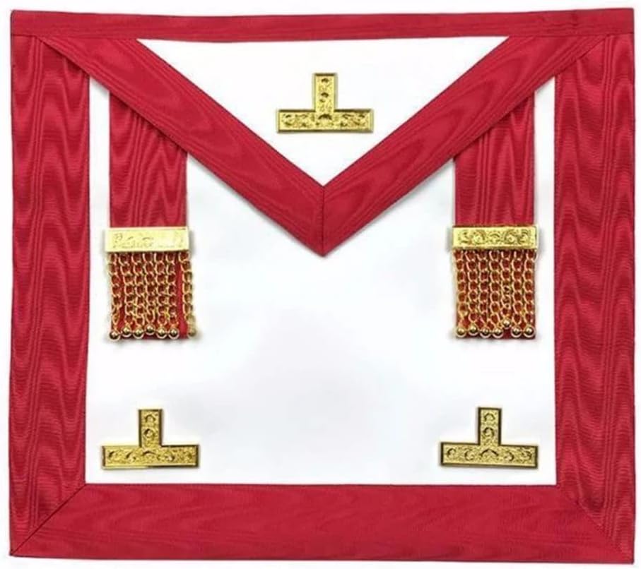 Bricks Masons Worshipful Master Scottish Rite Apron - White & Red Moire