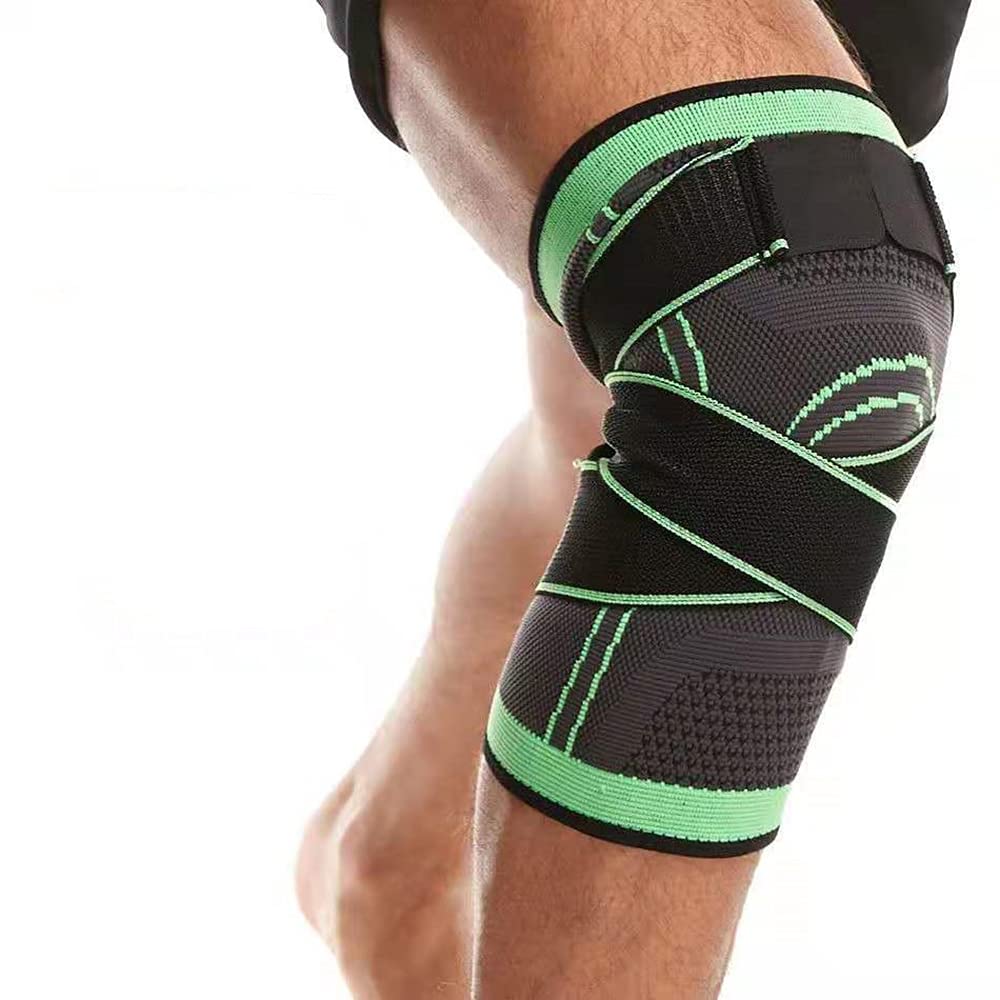 Knee Compression Sleeve pour Hommes Femmes Genouillères Supports pour Basketball Haltérophilie Gym Workout Vert (X-Large)