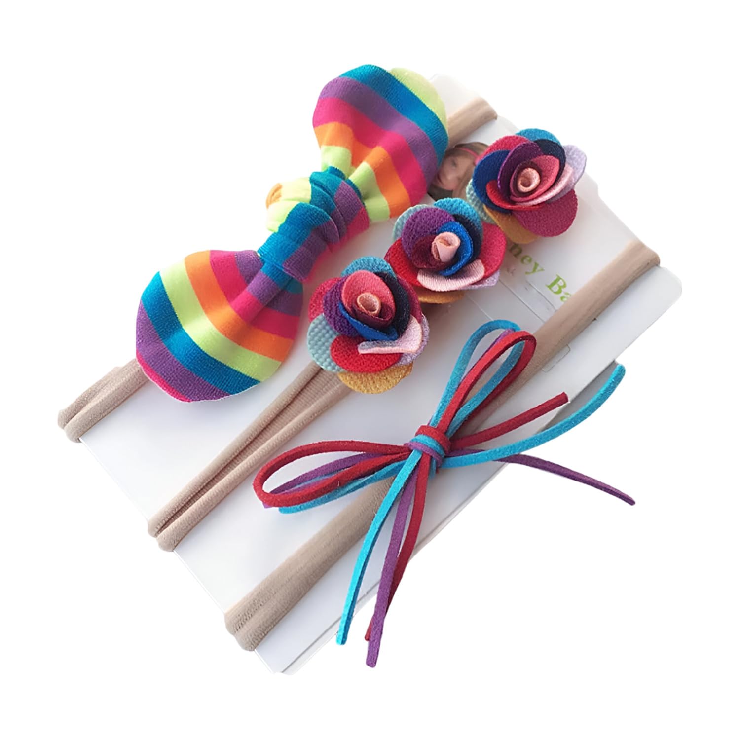 SYGA 3 Pcs Baby Headband Naylon Bow Stretchable Hairband Suitable for Newborn Infant Toddler Kids 0-3 Year (Multicolor)-image-43
