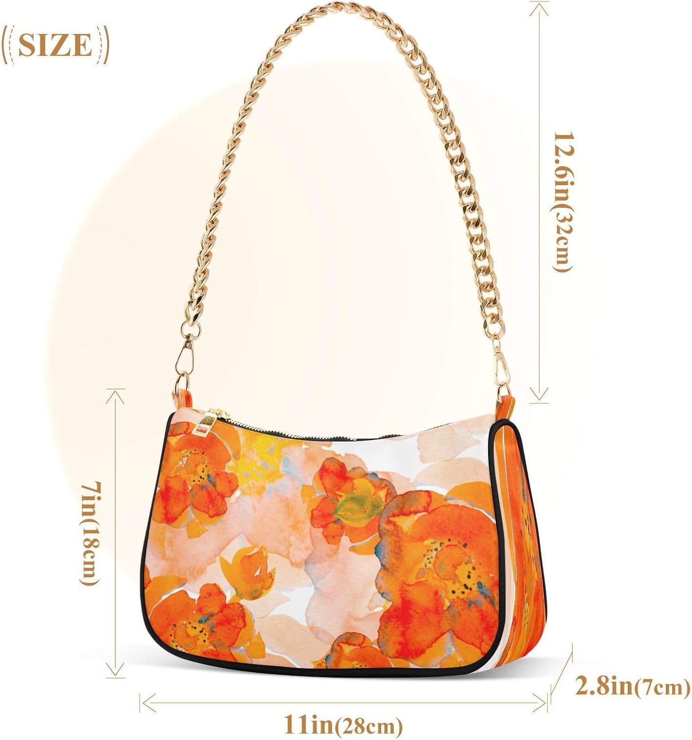 Shoulder Bags for Women Flower Floral Hobo Tote Handbag Small Clutch Purse with Zipper Closure - Image 5
