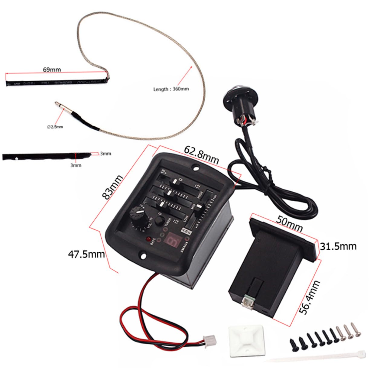 Yardwe Acoustic Guitar Preamp with Band Eq Built Reverb Delay Chorus and Wide Effects Easy to Install High Fidelity Sound for Acoustic Guitar Players