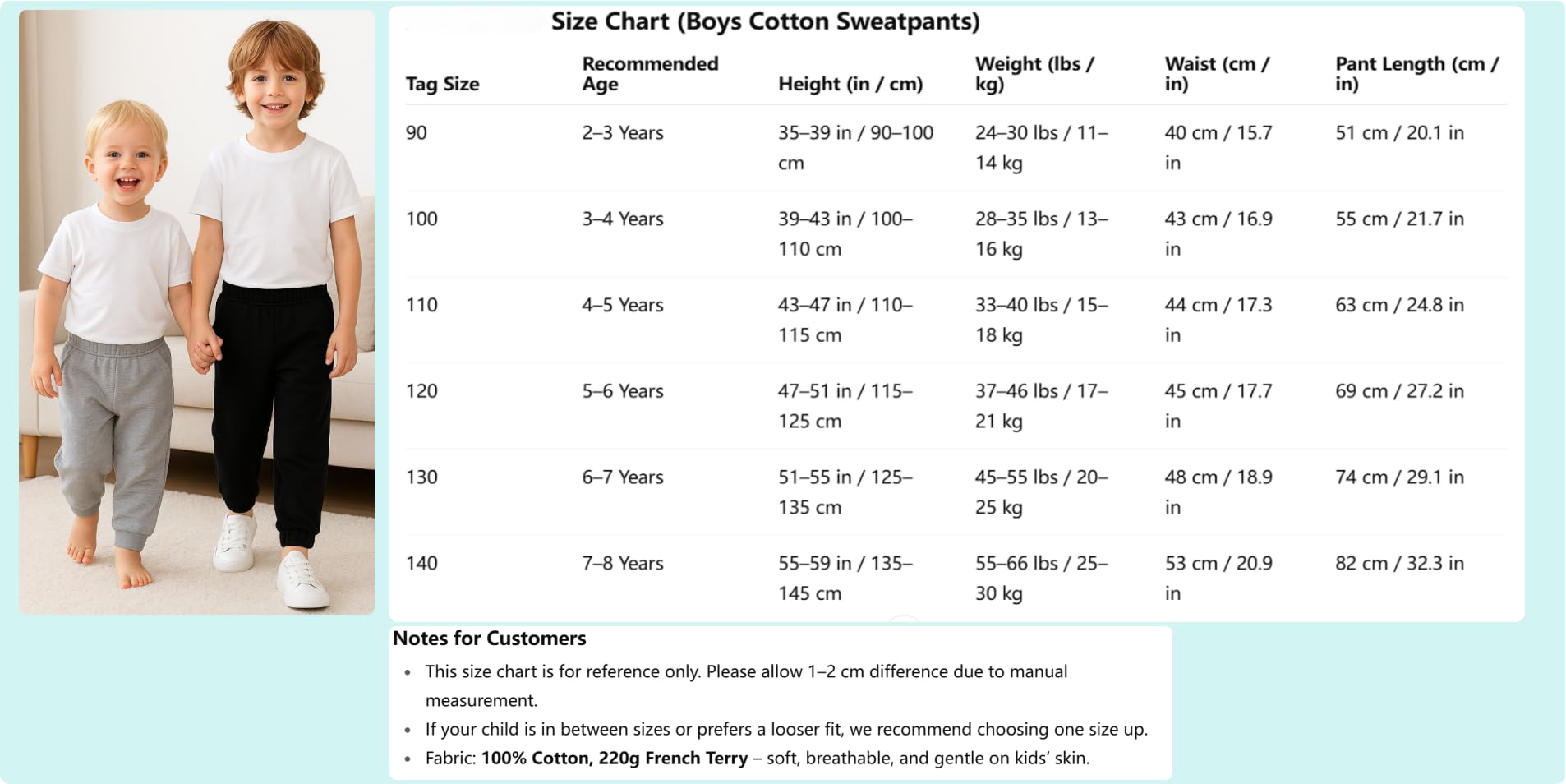 HILEELANG Pantaloni sportivi per bambini, in cotone, casual, attivi, da gioco, confezione da 2